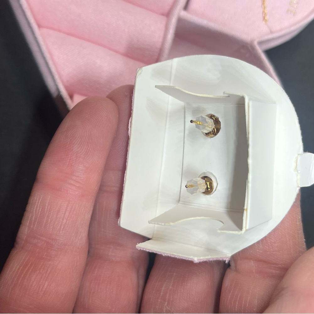 Diamonique Sterling Silver-14K Gold Over Bezel Necklace & Stud Earrings Set NIB - Picture 8 of 15